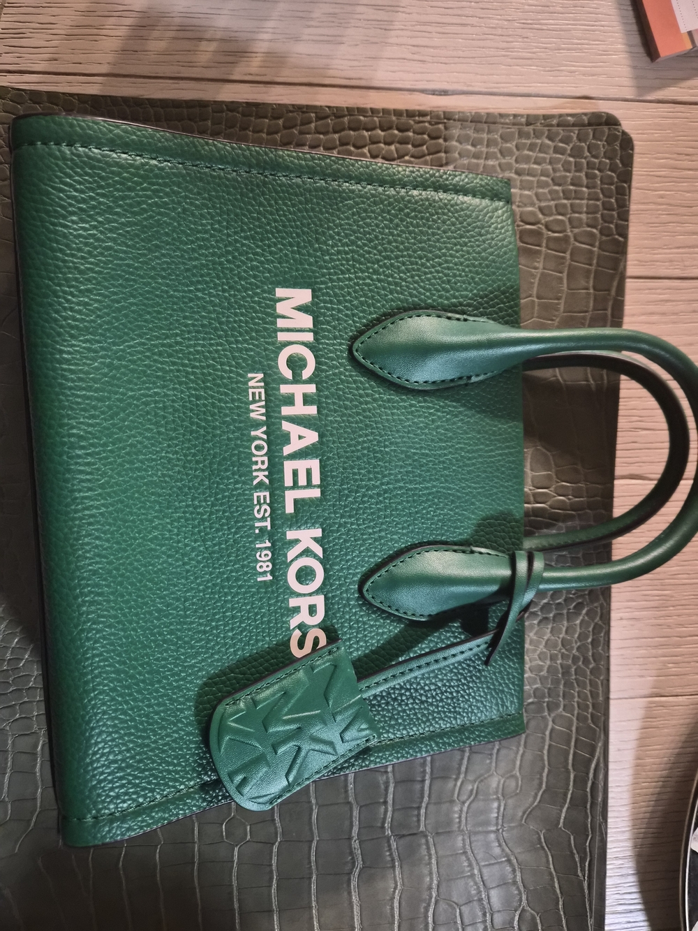 Michael Kors Green Leather Small Tote Bag